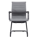 Aura Contemporary Medium Back Bonded Leather Visitor Chair - Black Frame