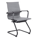 Aura Contemporary Medium Back Bonded Leather Visitor Chair - Black Frame
