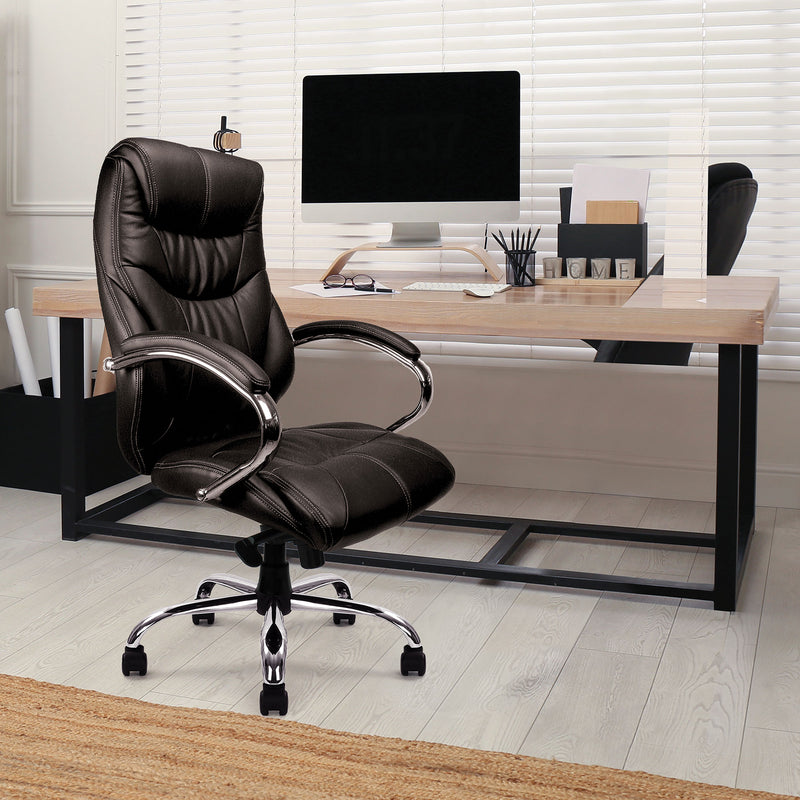 Sandown High Back Luxurious Leather Faced Synchronous Executive Chair - NWOF