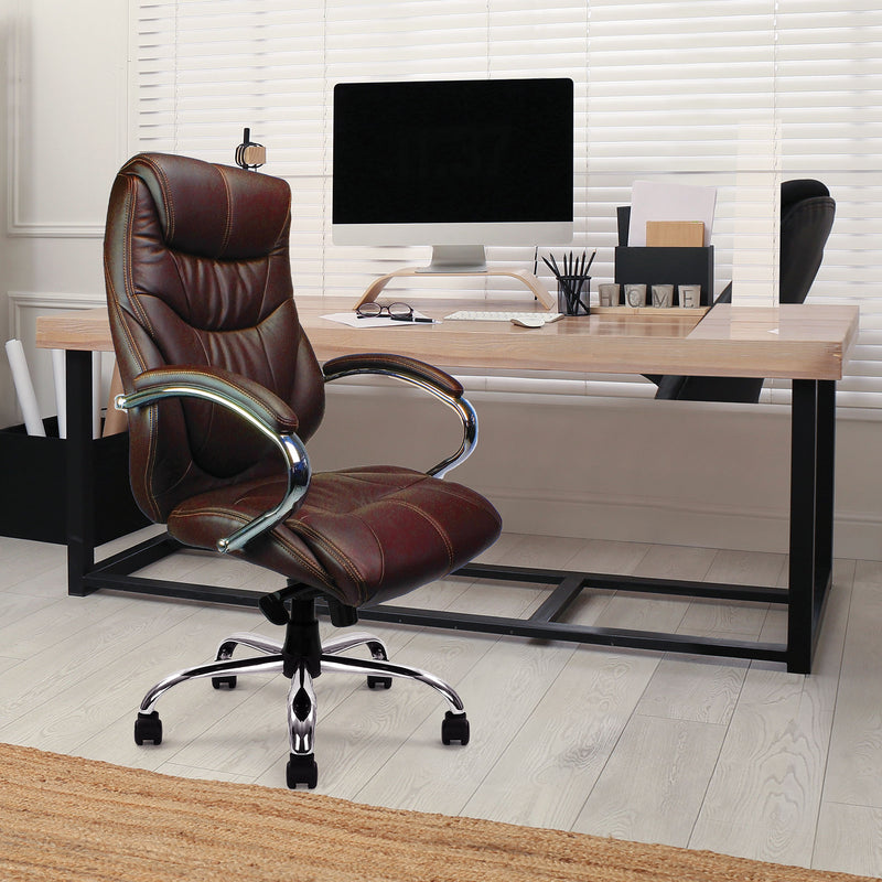 Sandown High Back Luxurious Leather Faced Synchronous Executive Chair - NWOF