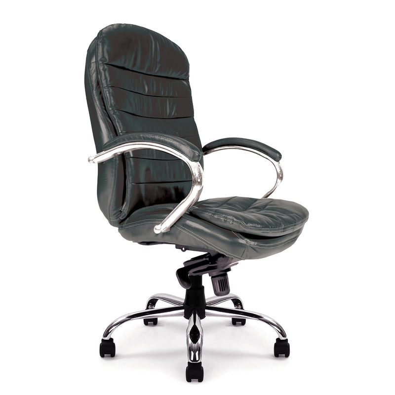 Santiago High Back Italian Leather Faced Synchronous Executive Chair - NWOF