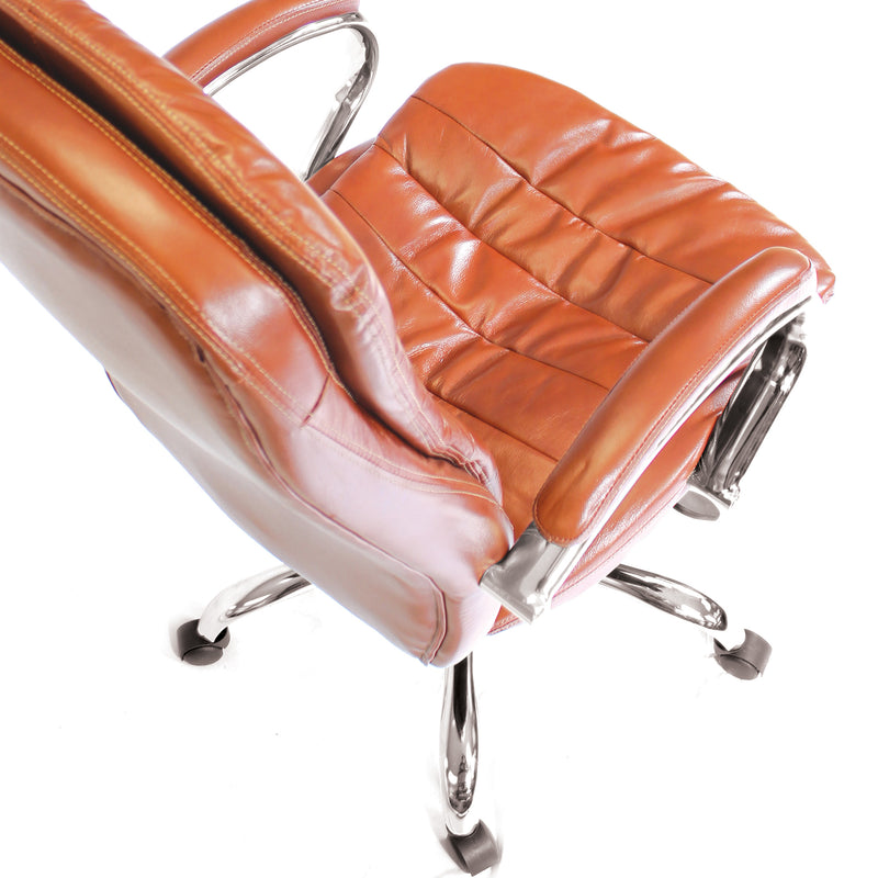 Santiago High Back Italian Leather Faced Synchronous Executive Chair - NWOF