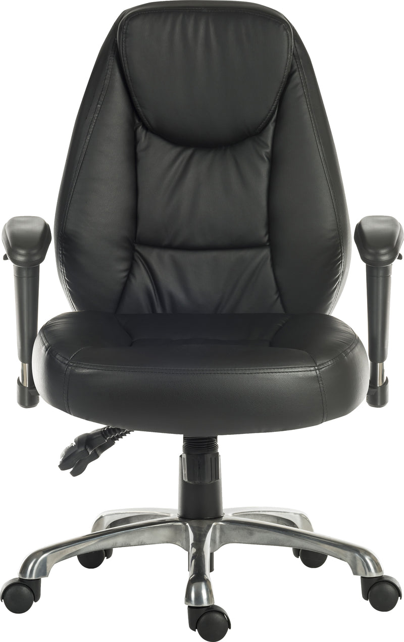 Teknik Office Portland Black Operator Faux Leather Chair With Removable Height Adjustable Armrests & Chrome Base