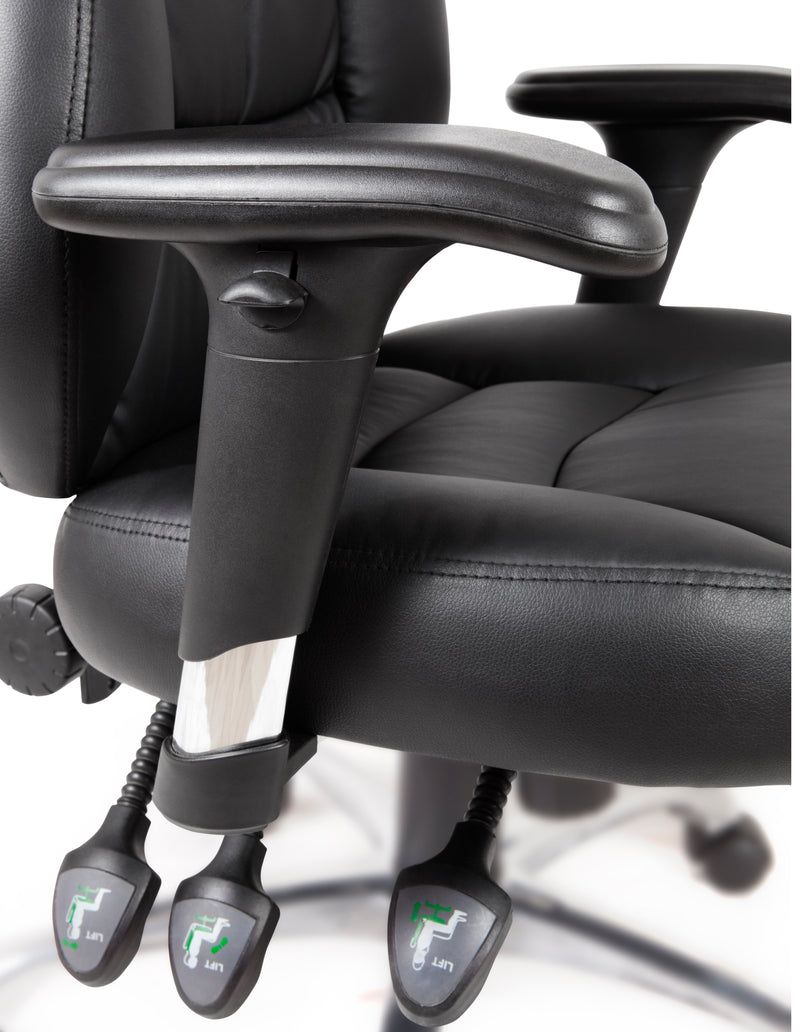 Teknik Office Portland Black Operator Faux Leather Chair With Removable Height Adjustable Armrests & Chrome Base