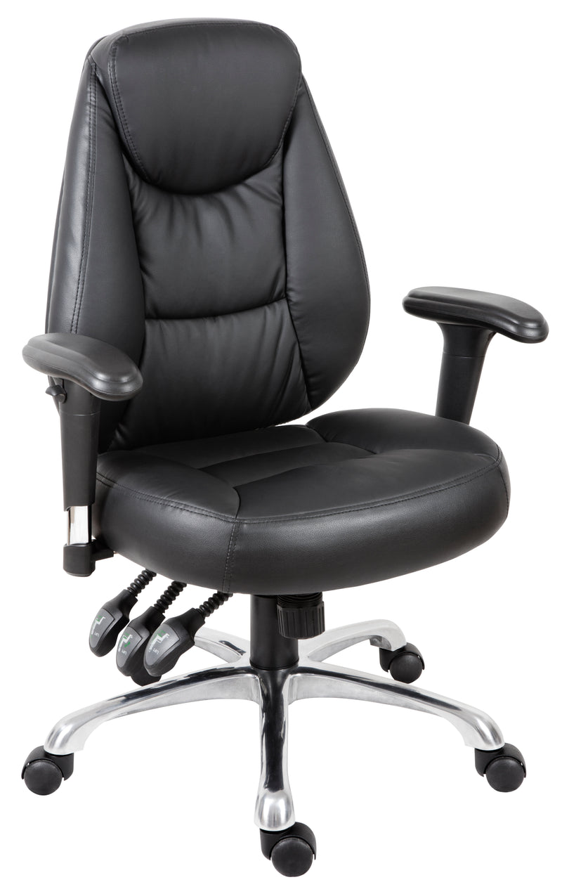 Teknik Office Portland Black Operator Faux Leather Chair With Removable Height Adjustable Armrests & Chrome Base