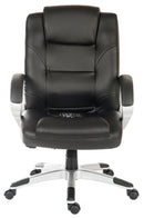 Teknik Office Lumbar Massage Black Faux Leather Executive Chair With Matching Capped Five Star Base - NWOF