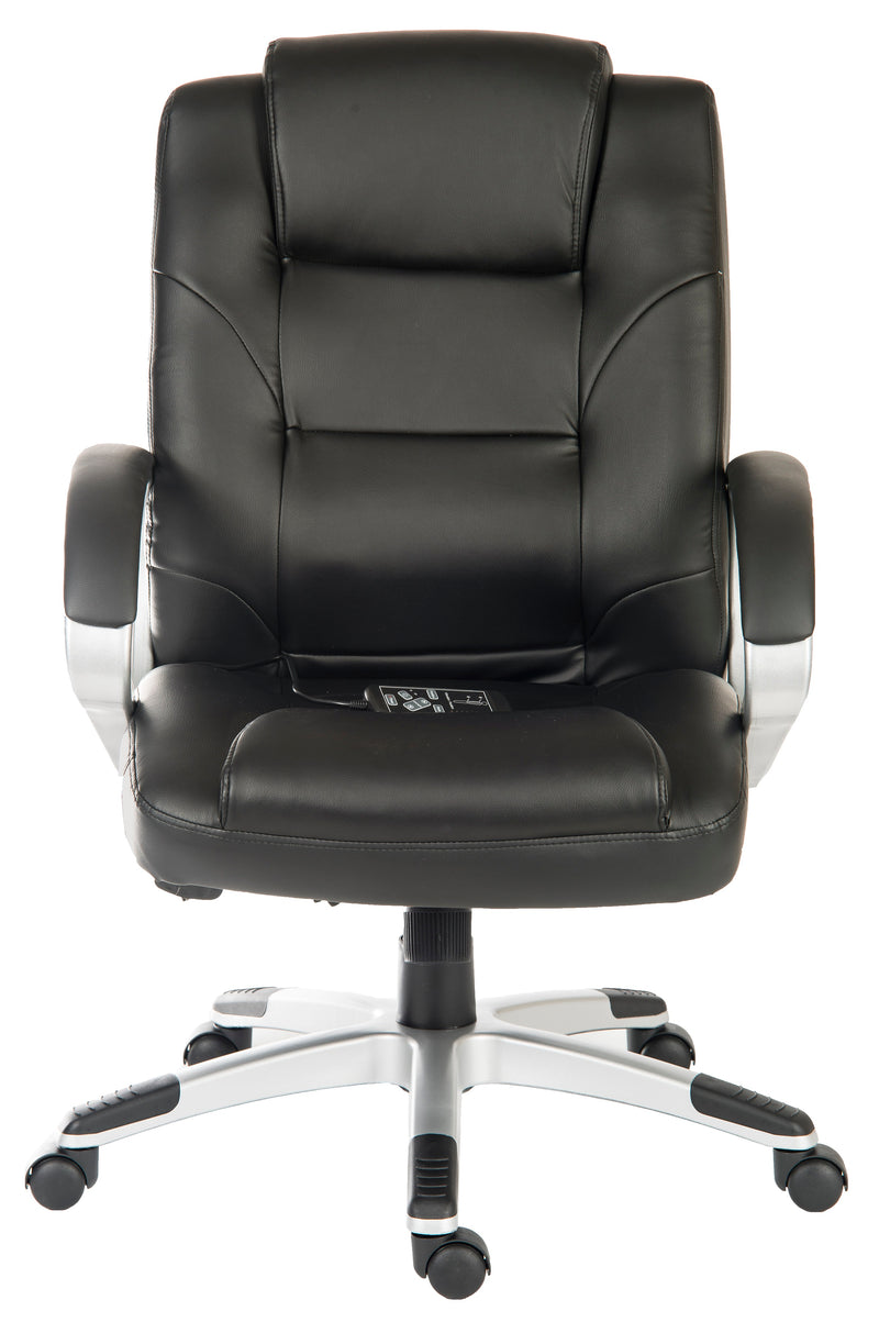 Teknik Office Lumbar Massage Black Faux Leather Executive Chair With Matching Capped Five Star Base