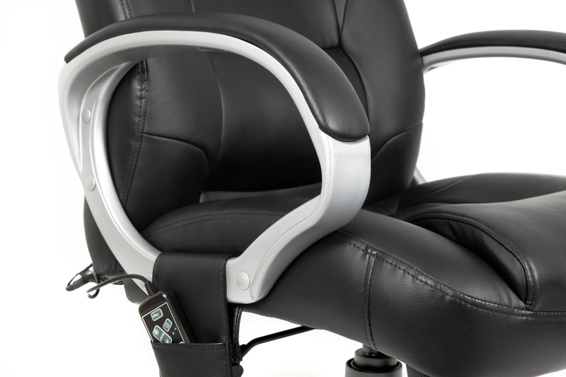 Teknik Office Lumbar Massage Black Faux Leather Executive Chair With Matching Capped Five Star Base