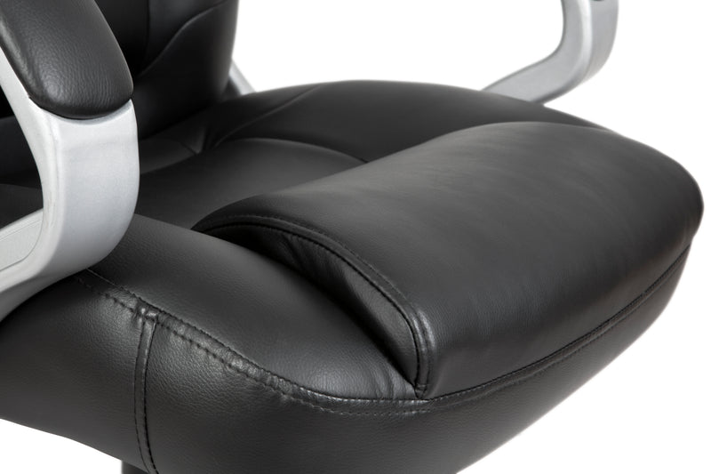 Teknik Office Lumbar Massage Black Faux Leather Executive Chair With Matching Capped Five Star Base