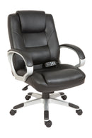 Teknik Office Lumbar Massage Black Faux Leather Executive Chair With Matching Capped Five Star Base - NWOF