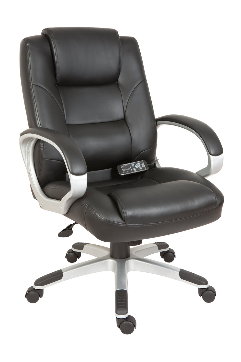 Teknik Office Lumbar Massage Black Faux Leather Executive Chair With Matching Capped Five Star Base