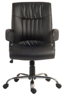 Teknik Office Milan Leather Faced Executive Office Chair With Durable Nylon Armrests & Chrome Five Star Base - NWOF