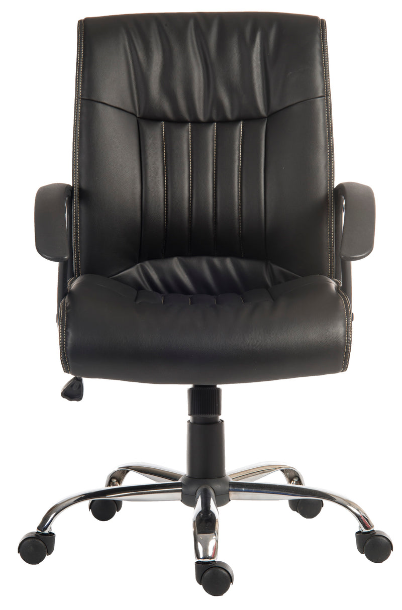 Teknik Office Milan Leather Faced Executive Office Chair With Durable Nylon Armrests & Chrome Five Star Base