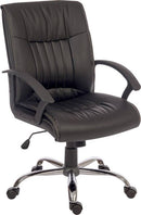 Teknik Office Milan Leather Faced Executive Office Chair With Durable Nylon Armrests & Chrome Five Star Base - NWOF