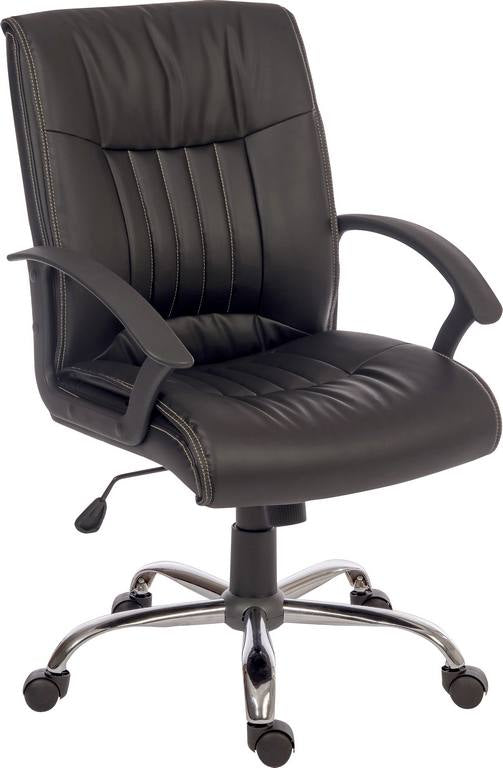 Teknik Office Milan Leather Faced Executive Office Chair With Durable Nylon Armrests & Chrome Five Star Base