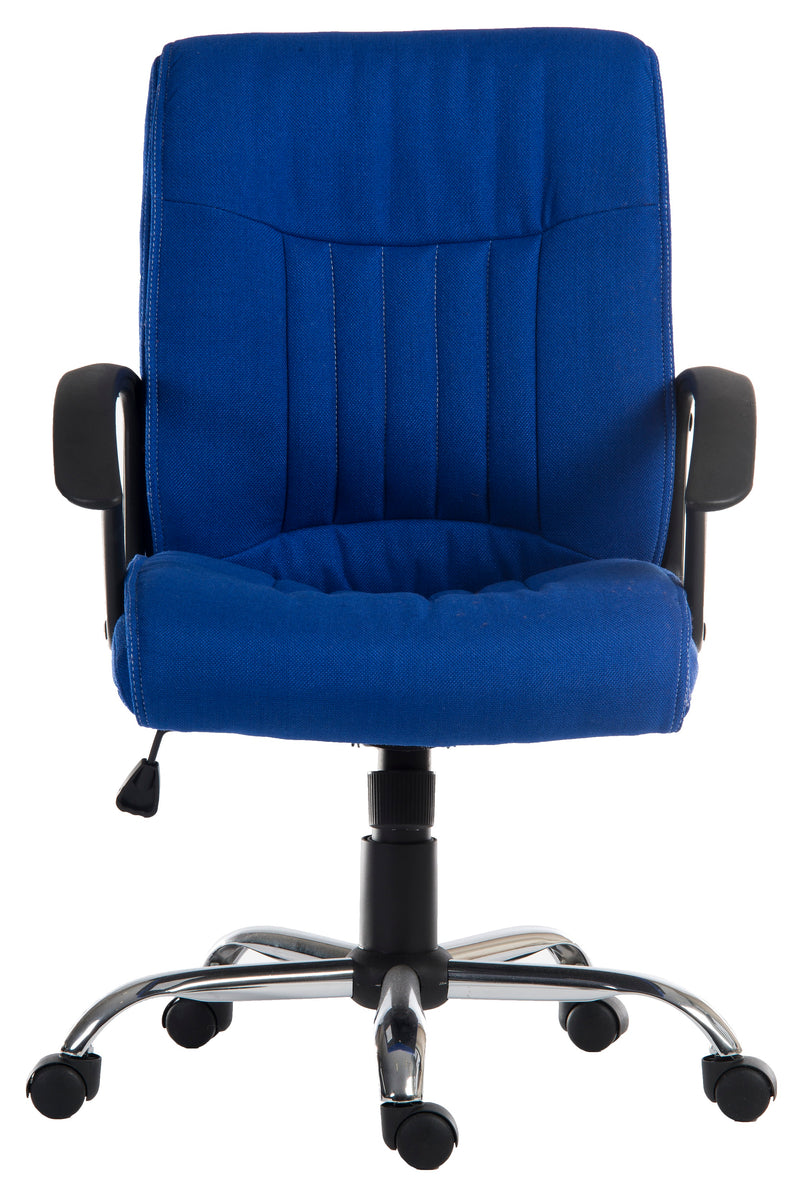 Teknik Office Milan Blue Fabric Executive Office Chair With Durable Nylon Armrests & Chrome Five Star Base