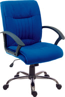 Teknik Office Milan Blue Fabric Executive Office Chair With Durable Nylon Armrests & Chrome Five Star Base - NWOF