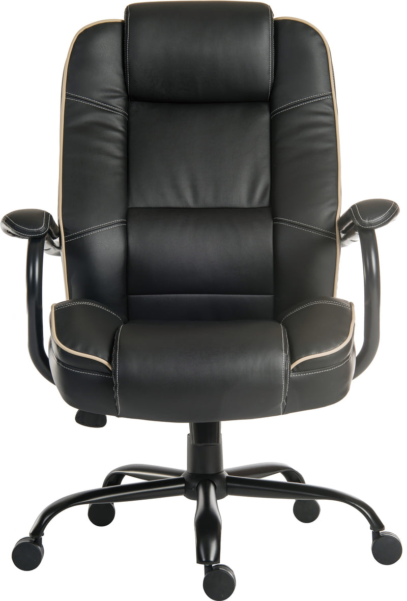 Teknik Office Goliath Duo Heavy Duty Bonded Leather Faced Executive Office Chair With Padded Armrests & Contrast Piping