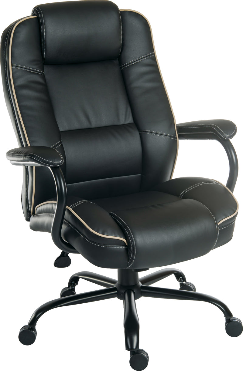 Teknik Office Goliath Duo Heavy Duty Bonded Leather Faced Executive Office Chair With Padded Armrests & Contrast Piping