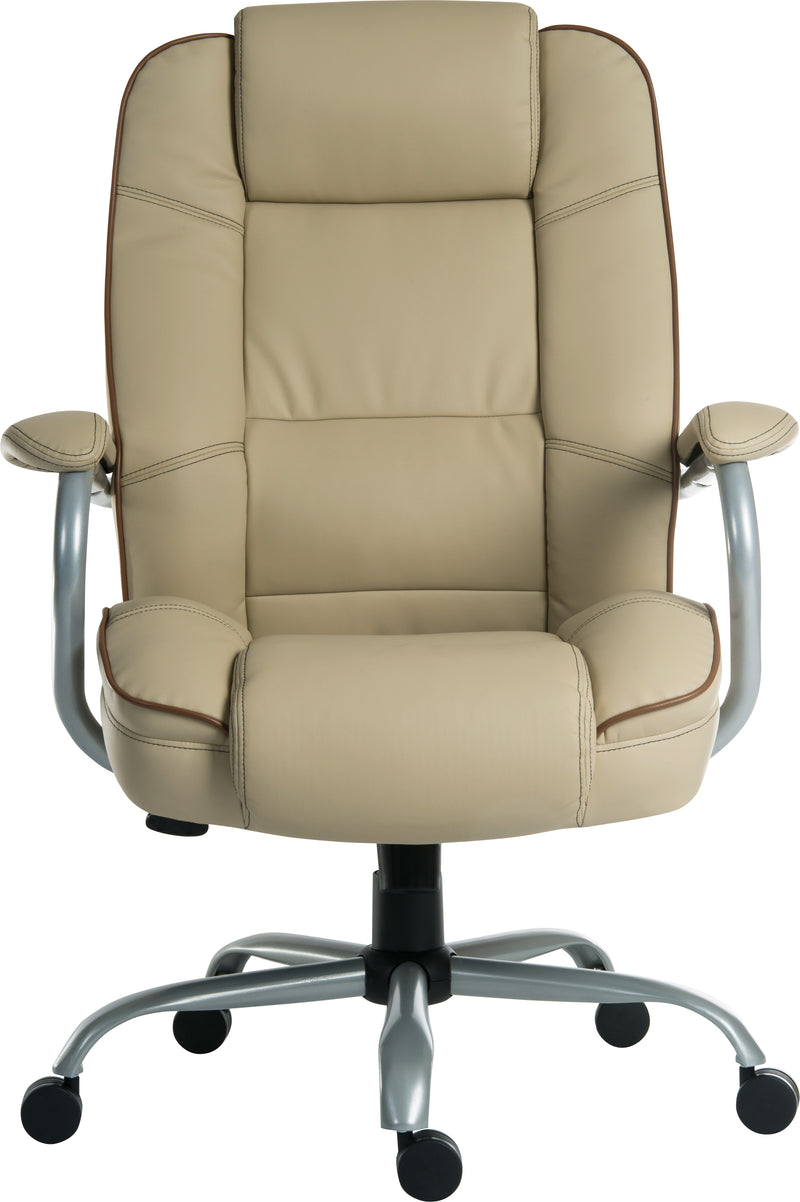 Teknik Office Goliath Duo Heavy Duty Bonded Leather Faced Executive Office Chair With Padded Armrests & Contrast Piping