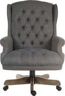 Teknik Office Chairman Grey Fabric Swivel Large Traditional Button Tufted Executive Chair With Driftwood Effect Five Star Base - NWOF