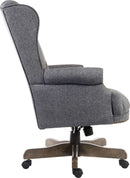 Teknik Office Chairman Grey Fabric Swivel Large Traditional Button Tufted Executive Chair With Driftwood Effect Five Star Base - NWOF