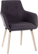 Teknik Office 4 Legged Reception Chair (Pack of 2) In Graphite Soft Brushed Fabric & Oak Coloured Legs - NWOF