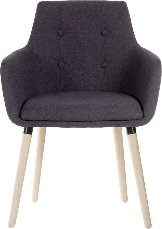 Teknik Office 4 Legged Reception Chair (Pack of 2) In Graphite Soft Brushed Fabric & Oak Coloured Legs