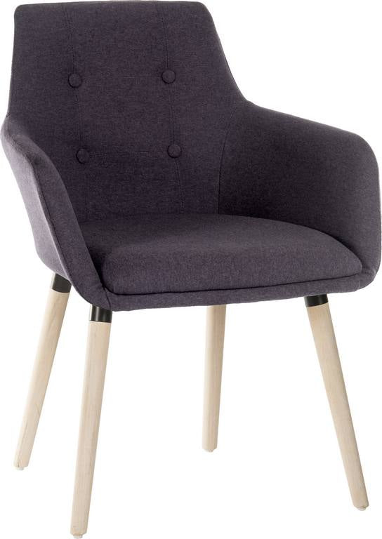 Teknik Office 4 Legged Reception Chair (Pack of 2) In Graphite Soft Brushed Fabric & Oak Coloured Legs