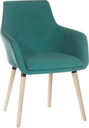 Teknik Office 4 Legged Reception Chair (Pack of 2) In Jade Soft Brushed Fabric & Oak Coloured Legs - NWOF