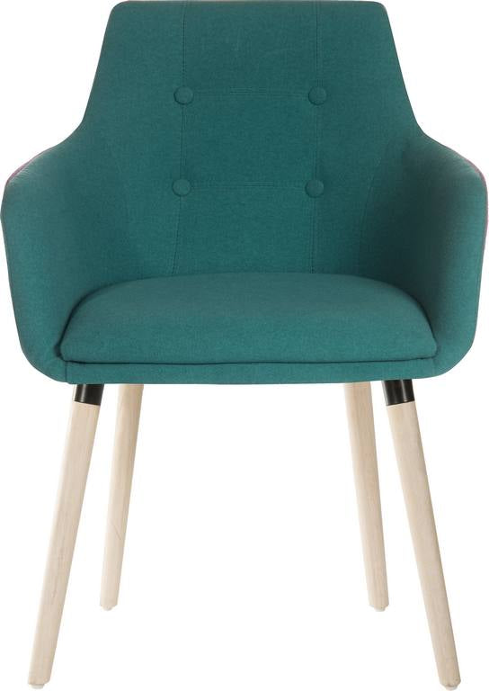 Teknik Office 4 Legged Reception Chair (Pack of 2) In Jade Soft Brushed Fabric & Oak Coloured Legs