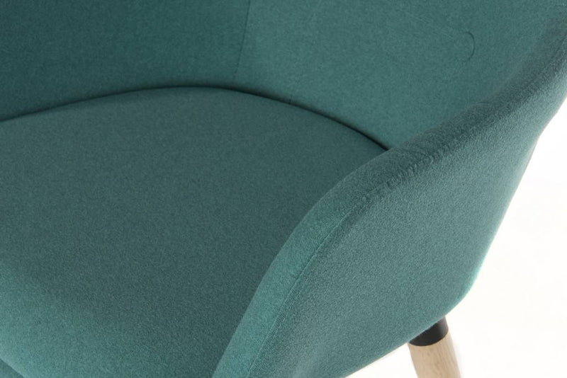 Teknik Office 4 Legged Reception Chair (Pack of 2) In Jade Soft Brushed Fabric & Oak Coloured Legs