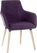 Teknik Office 4 Legged Reception Chair (Pack of 2) In Plum Soft Brushed Fabric & Oak Coloured Legs - NWOF