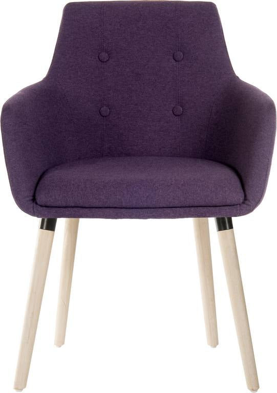 Teknik Office 4 Legged Reception Chair (Pack of 2) In Plum Soft Brushed Fabric & Oak Coloured Legs