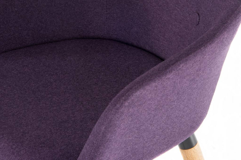 Teknik Office 4 Legged Reception Chair (Pack of 2) In Plum Soft Brushed Fabric & Oak Coloured Legs