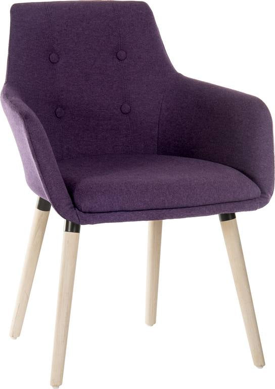 Teknik Office 4 Legged Reception Chair (Pack of 2) In Plum Soft Brushed Fabric & Oak Coloured Legs