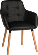 Teknik Office 4 Legged Reception Chair (Pack of 2) In Black PU Fabric & Oak Coloured Legs - NWOF