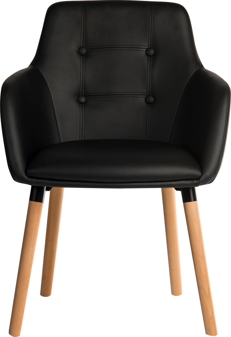 Teknik Office 4 Legged Reception Chair (Pack of 2) In Black PU Fabric & Oak Coloured Legs