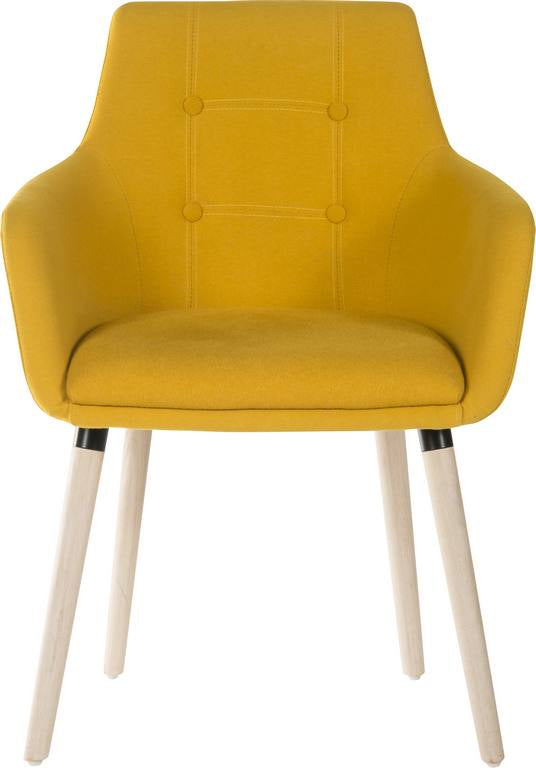 Teknik Office 4 Legged Reception Chair (Pack of 2) In Yellow Soft Brushed Fabric & Oak Coloured Legs