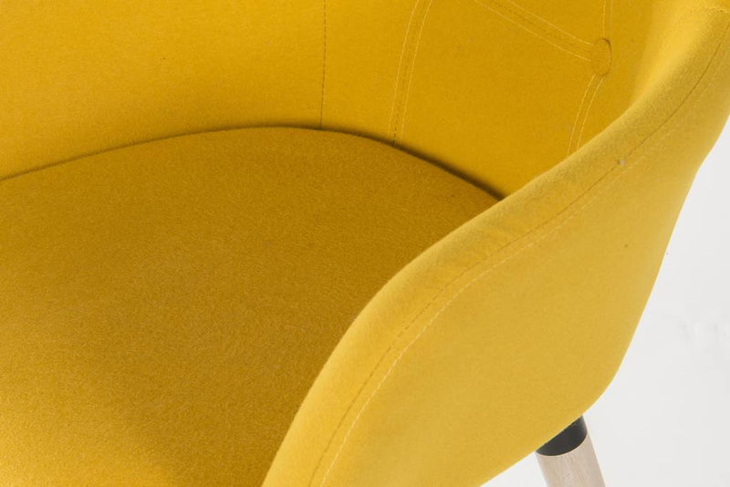 Teknik Office 4 Legged Reception Chair (Pack of 2) In Yellow Soft Brushed Fabric & Oak Coloured Legs