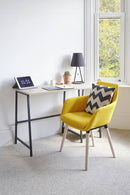 Teknik Office 4 Legged Reception Chair (Pack of 2) In Yellow Soft Brushed Fabric & Oak Coloured Legs - NWOF