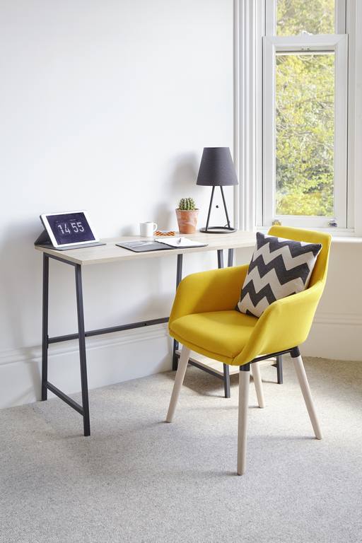 Teknik Office 4 Legged Reception Chair (Pack of 2) In Yellow Soft Brushed Fabric & Oak Coloured Legs