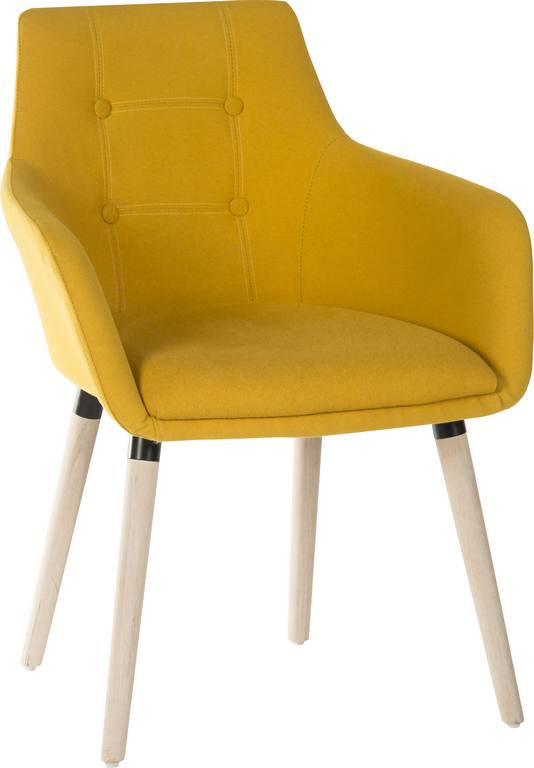 Teknik Office 4 Legged Reception Chair (Pack of 2) In Yellow Soft Brushed Fabric & Oak Coloured Legs