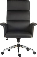 Elegance High Backed Executive Chair Leather Look With Gull Wing Arms & Contrasting Chocolate Cross-Woven Accent Fabric - NWOF