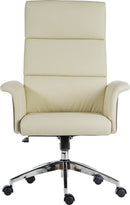 Elegance High Backed Executive Chair Leather Look With Gull Wing Arms & Contrasting Chocolate Cross-Woven Accent Fabric - NWOF