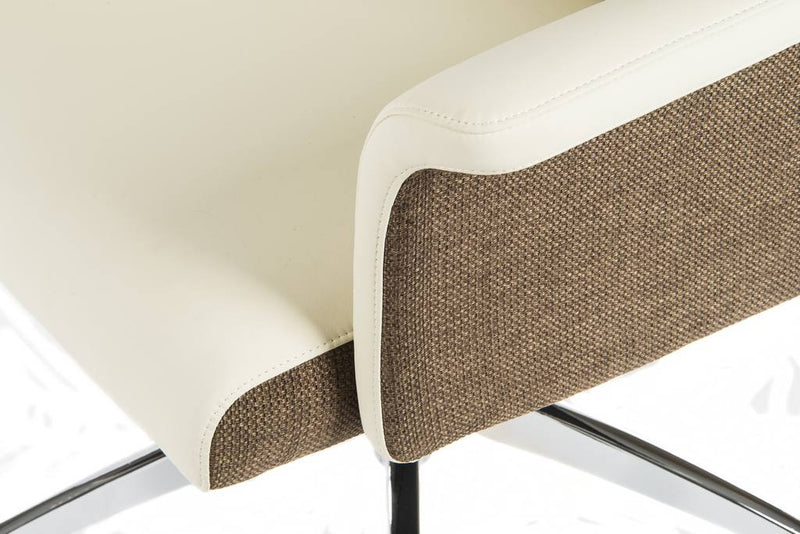 Elegance High Backed Executive Chair Leather Look With Gull Wing Arms & Contrasting Chocolate Cross-Woven Accent Fabric