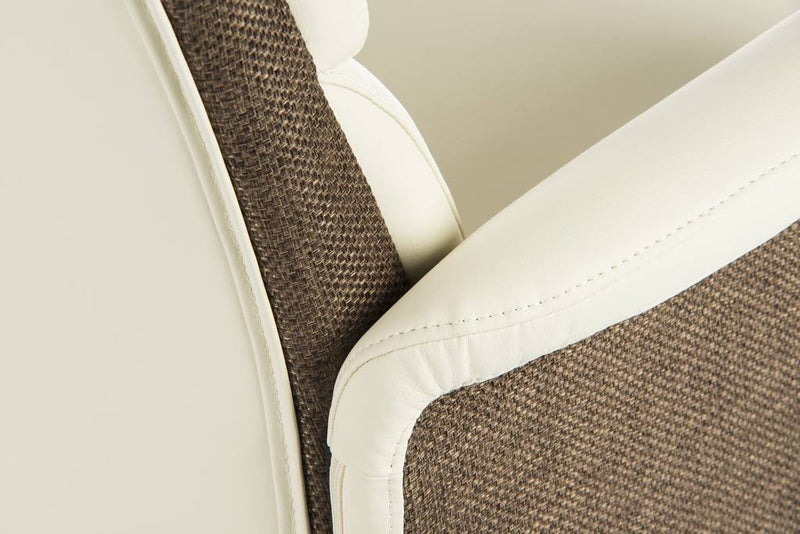 Elegance High Backed Executive Chair Leather Look With Gull Wing Arms & Contrasting Chocolate Cross-Woven Accent Fabric