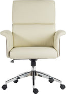 Elegance Medium Backed Executive Chair Leather Look With Gull Wing Arms & Contrasting Chocolate Cross-Woven Accent Fabric - NWOF