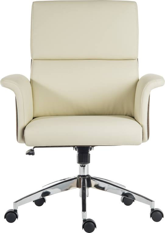 Elegance Medium Backed Executive Chair Leather Look With Gull Wing Arms & Contrasting Chocolate Cross-Woven Accent Fabric