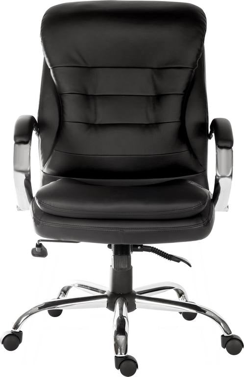 Goliath Light Executive Black Leather Faced Office Chair With Matching Padded Armrests